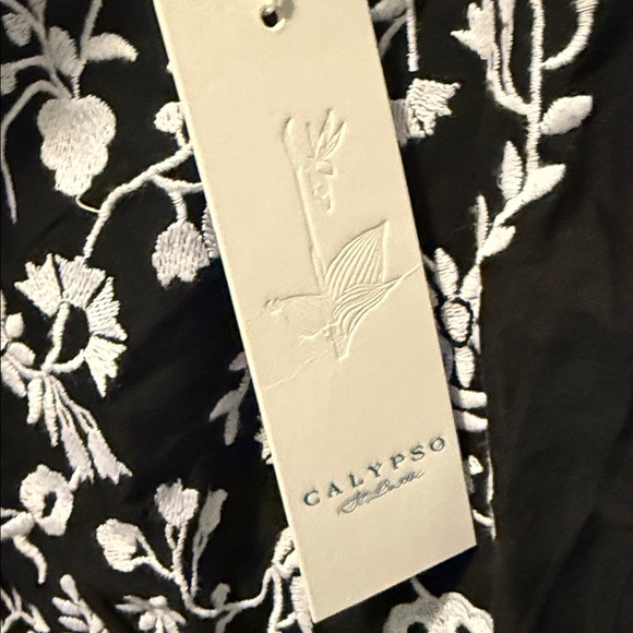 Calypso St. Barth Black & White Embroidered Cotton Boho Blouse NWT SZ Small - Picture 10 of 11
